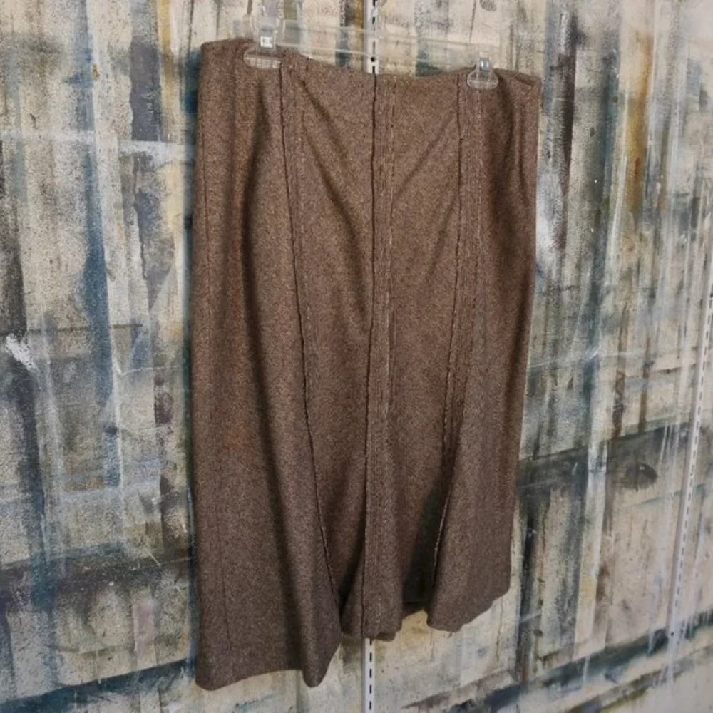 💚 VINTAGE ALFANI Brown Houndstooth Midi Skirt (10) - Picture 10 of 10